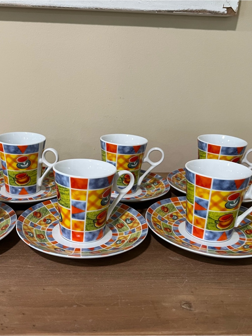 5 piece set Vibrant Multicolor Espresso coffee Cup & Saucer